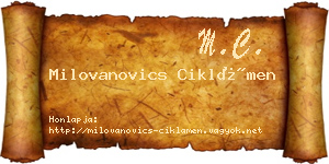 Milovanovics Ciklámen névjegykártya